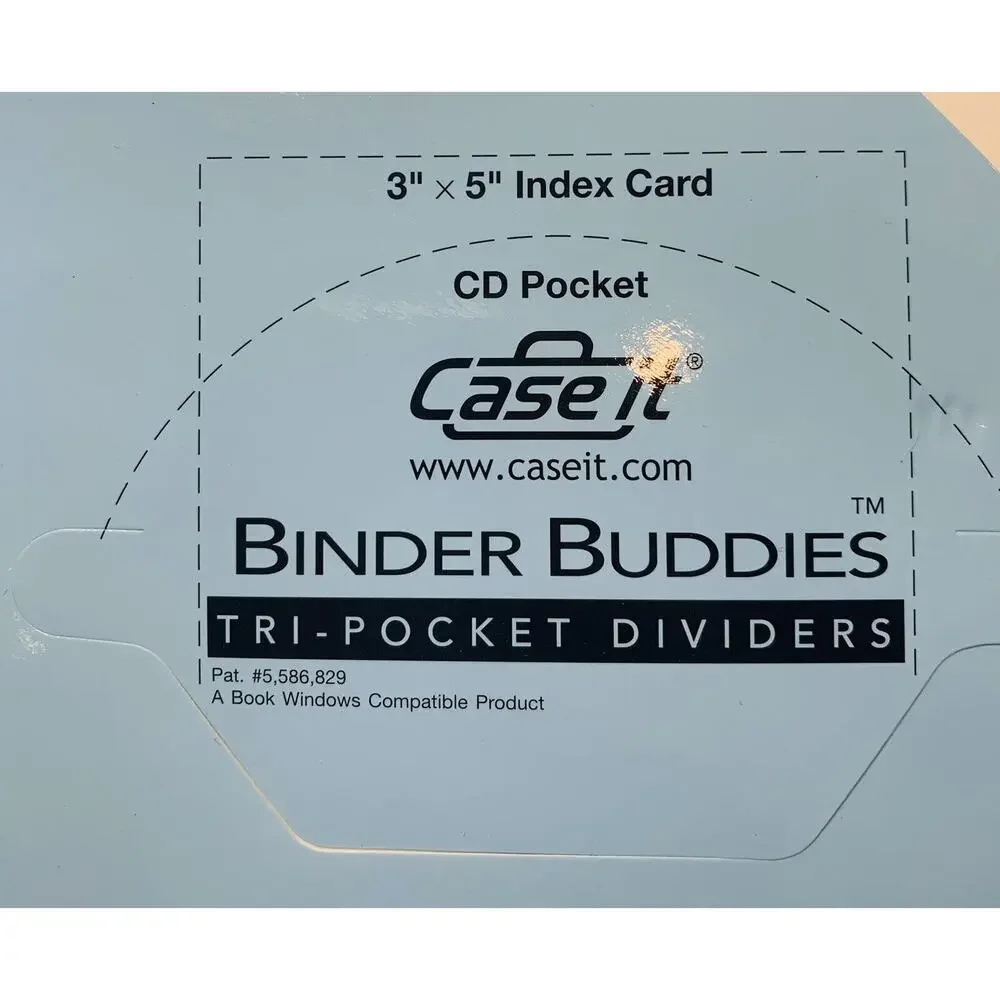 Case It 3 Ring Binder Buddies Tri-Pocket Dividers Multi Color Folders Divider CD